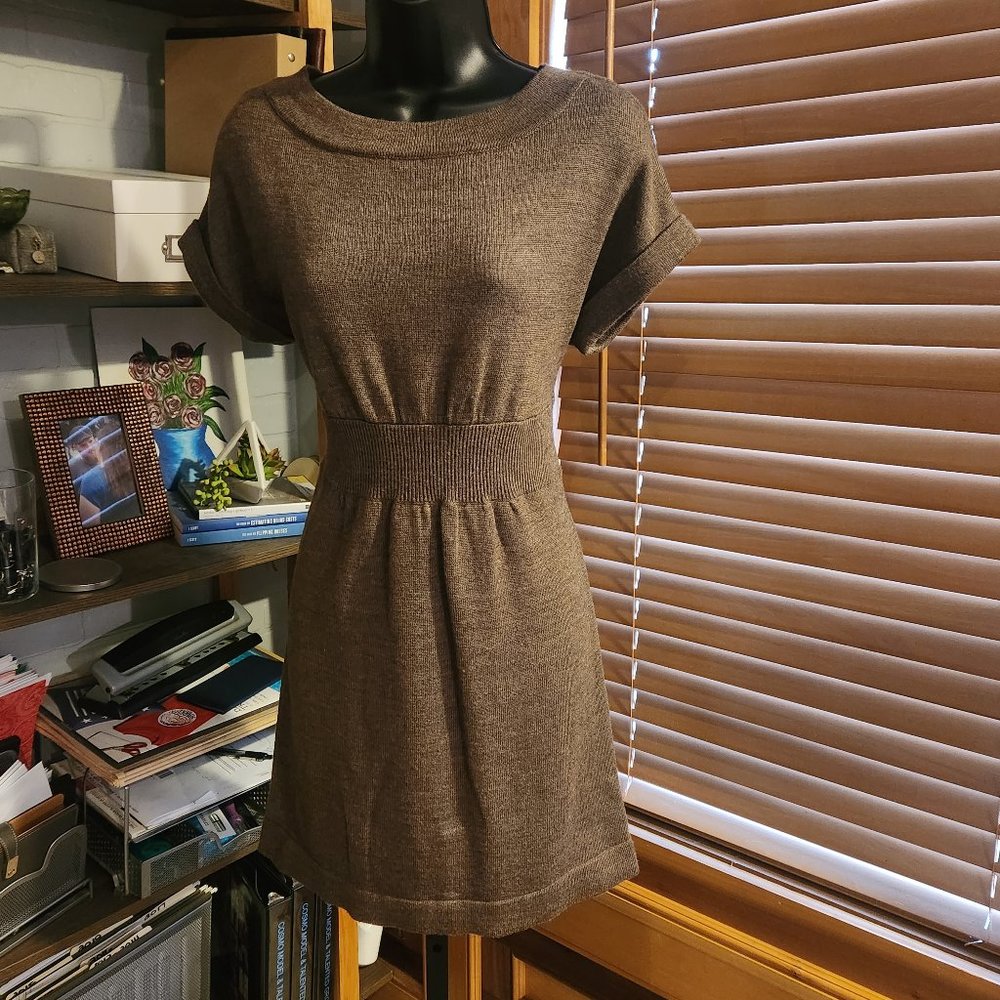 .Brown Short Sleeve Sweater Dress from Ann Taylor LOFT